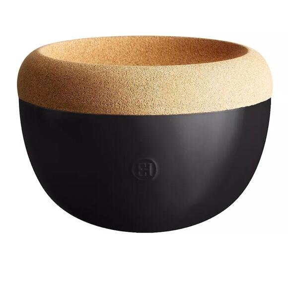 #1 EMILE HENRY NIB Deep Storage Bowl Ceramic W/ Cork Lid in TRUFFLE MATTE BLACK - Picture 1 of 2